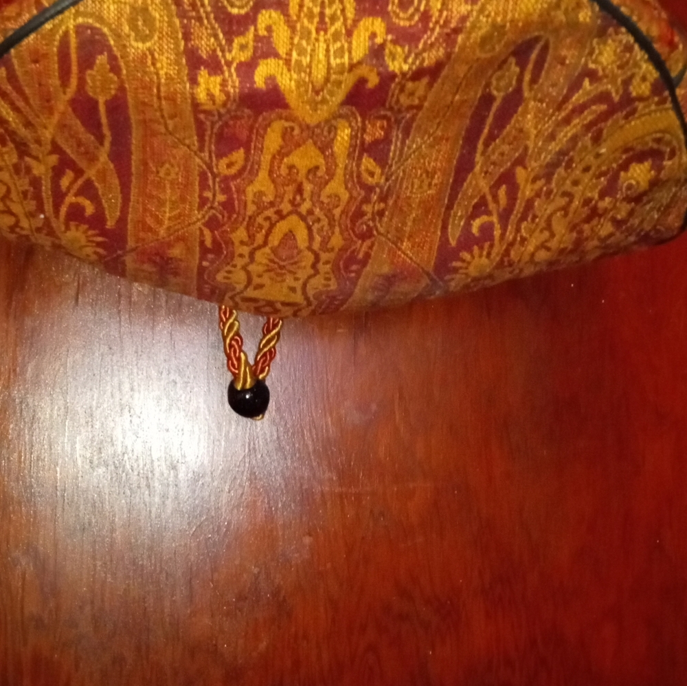 Newport News Beaded Multi colored Tapestry hobo bag w/corded tie black b… - Picture 4 of 6